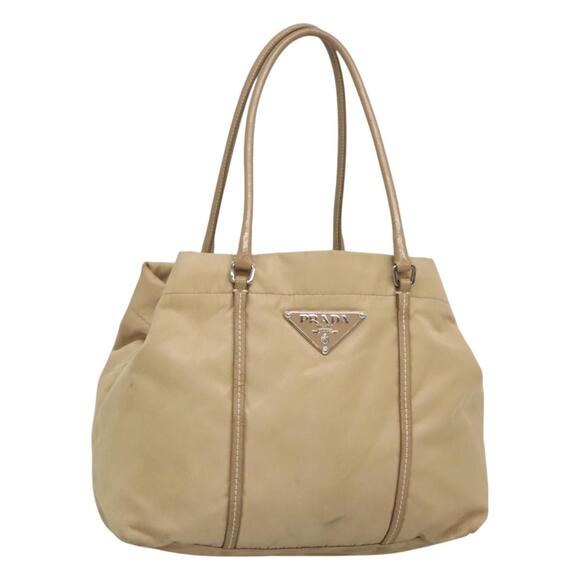 PRADA Hand Bag Nylon Beige Silver - Picture 1 of 12
